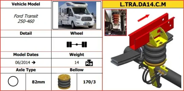 DUNLOP L.TRA.DA14.CM lisäilmajousi sarja Ford Transit 250-460  2014 -> paripyörät takana